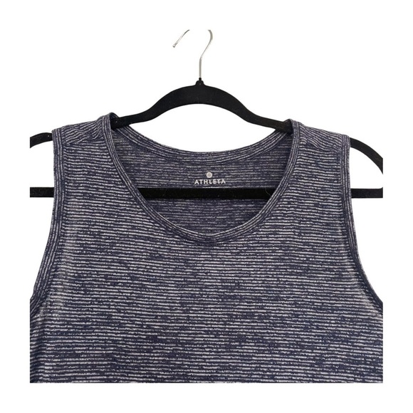 Athleta Heathered Blue Grey Striped Scoop Neck Tank Size XL - Picture 5 of 10